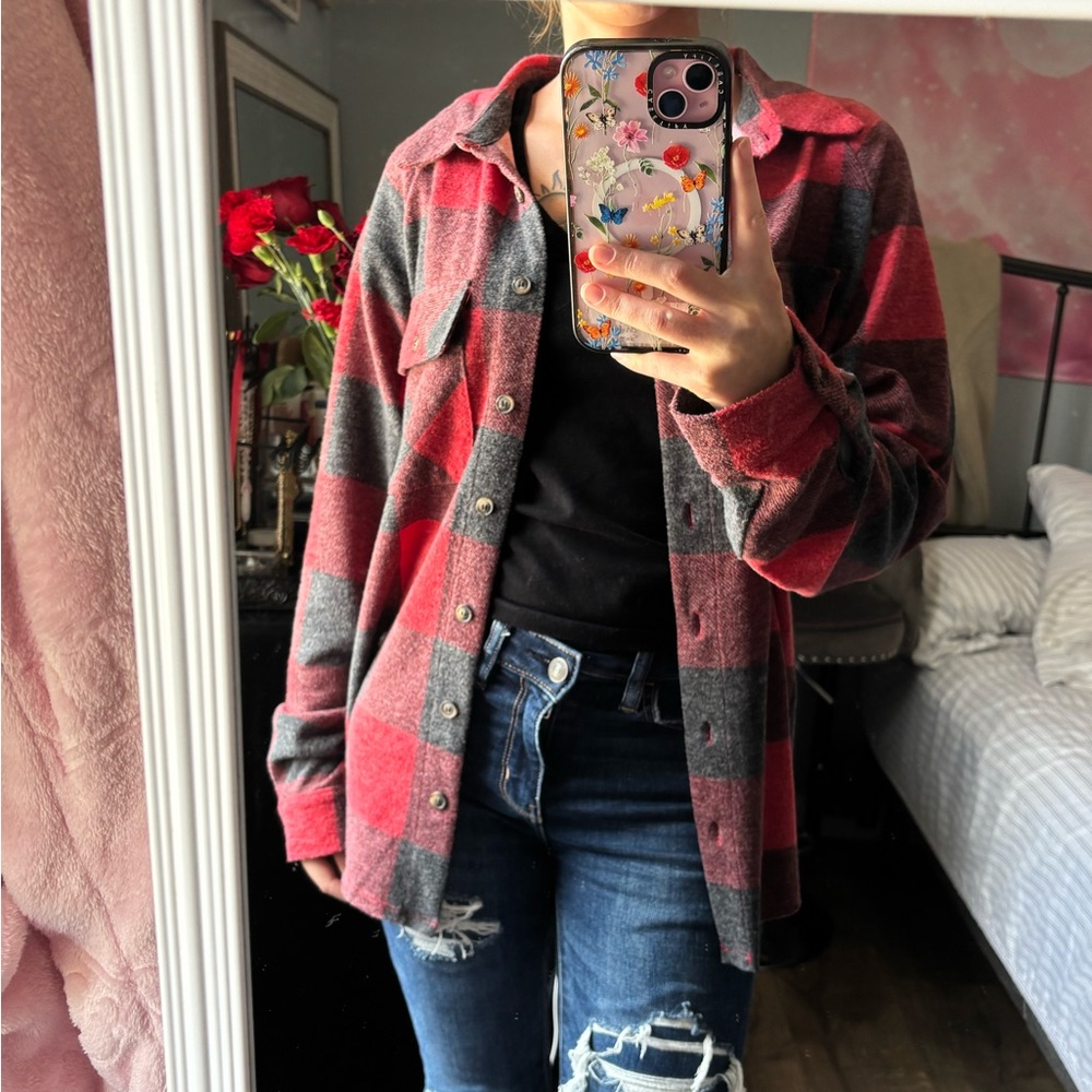 Plaid Red and Gray Women's Jacket
